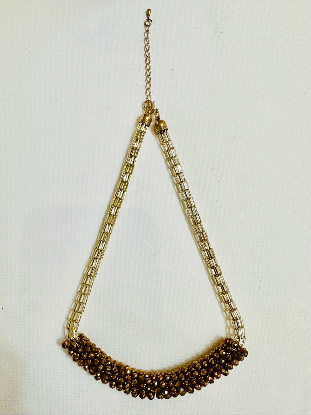 NWOT Gold Tone Crystal Statement Necklace 17-19” Adjustable Glam Bib Necklace - Picture 2 of 2